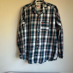 U.S. Polo Assn. Men's XL Teal White Plaid Button Down Cotton Flannel Shirt